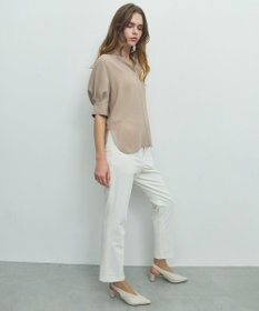 BEIGE， FLEUR / バックサテン プルオーバーブラウス