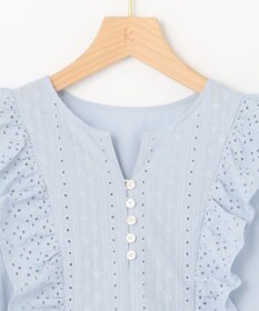 組曲 【WEB限定色あり】レースコンビシャーティング ブラウス