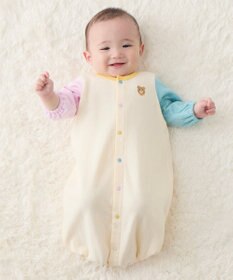 MIKI HOUSE HOT BISCUITS 【50-60cm】接結カノコ素材 ワンポイント刺繍 ツーウェイオール