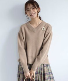 組曲 【8色展開・手洗い可】ウールカシミヤミックス Vネックニット