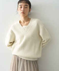 AMERICAN HOLIC ラメ入りＶネック片畦ニットプルオーバー