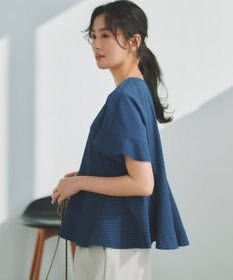 組曲 【先行予約】サッカーギンガムチェック ペプラムブラウス