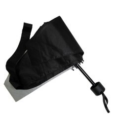 +RING UNISEX プラスリング 晴雨兼用 簡単開閉式折傘  BLK×GRY T1338