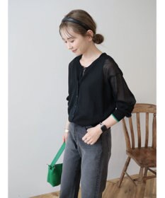 AMERICAN HOLIC バイカラーシアーニットカーディガン