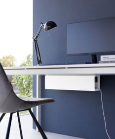 tower デスク下天板ケーブルラック タワー ロング ホワイト