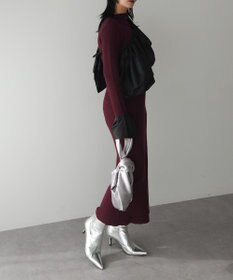 Green Parks フリルベルト付ニットワンピース