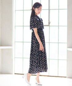 Feroux 【洗える】フラワープリント クラシカル ワンピース