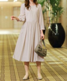 Tiaclasse L 【洗える】レース切替ワンピース