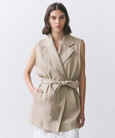 BEIGE， MICA /  リネンブレンドベルト付きジレ