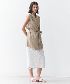BEIGE， MICA /  リネンブレンドベルト付きジレ