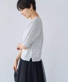 AMERICAN HOLIC ケーブル５分袖ニットプルオーバー