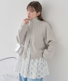 earth music&ecology 【予約】【綿100％】ダブルジップワッフルカーディガン