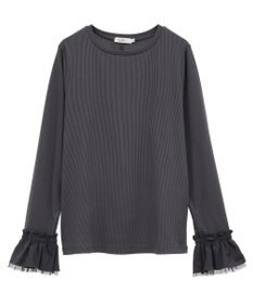 earth music&ecology フリルスリーブリブプルオーバー