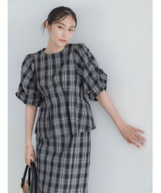 Te chichi サッカーチェックバルーンスリーブブラウス(セットアップ可)
