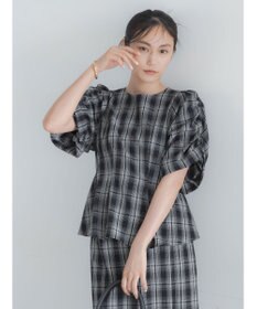 Te chichi サッカーチェックバルーンスリーブブラウス(セットアップ可)