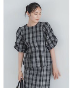 Te chichi サッカーチェックバルーンスリーブブラウス(セットアップ可)
