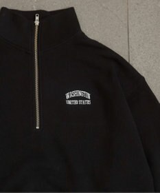 WEGO 【ANGIE VINTAGE】ワンポイント刺繍ハーフZIPスウェットプルオーバー