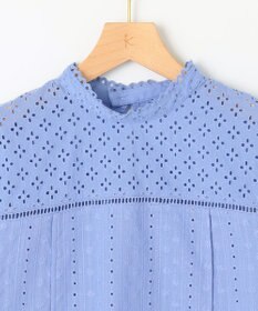 組曲 【WEB限定色あり】エンブロイダリーレース　ハイネック半袖ブラウス