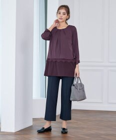 Tiaclasse 【洗える】レースコンビチュニックブラウス