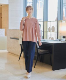 Tiaclasse 【洗える】リブ切り替えフレアニットトップス