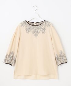 自由区 S 【洗える】コードエンブロイダリーボートネック ブラウス