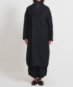 muuc 〈軽やかな尾州産リネンウール〉ショールカラーコート　ロングシーズン 秋冬春 ゆったりシルエット セットアップ可能