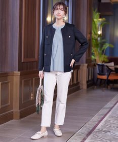 Tiaclasse 【洗える】リブ切り替えフレアニットトップス