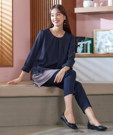 Tiaclasse 【洗える】レースコンビチュニックブラウス