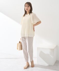 earth music&ecology マジョリカプリーツ半袖ブラウス