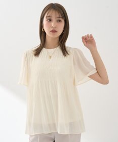 earth music&ecology マジョリカプリーツ半袖ブラウス