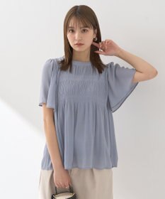 earth music&ecology マジョリカプリーツ半袖ブラウス