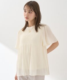 earth music&ecology マジョリカプリーツ半袖ブラウス