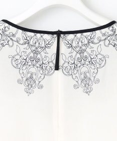 自由区 S 【洗える】コードエンブロイダリーボートネック ブラウス