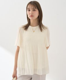 earth music&ecology マジョリカプリーツ半袖ブラウス