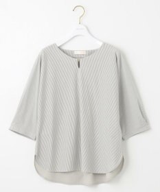 ANY SIS S 【洗える】シルケットストライプドルマン カットソー