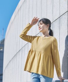 Tiaclasse L 【洗える】リブ切り替えフレアニットトップス