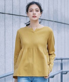 Tiaclasse 【洗える】リブ切り替えフレアニットトップス