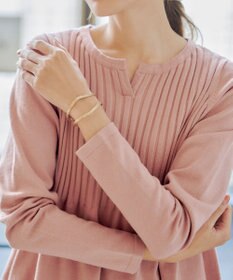 Tiaclasse 【洗える】リブ切り替えフレアニットトップス