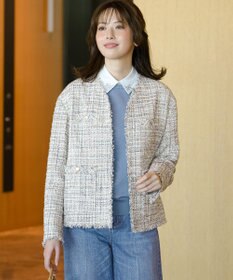 23区 GIOLICAツイード ジャケット アイボリーミックス