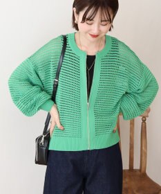 AMERICAN HOLIC 【先行予約】ジップアップメッシュニットカーディガン【WEB限定カラー有り】