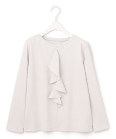 ICB 【洗える】シャイニースムース ドレープフリルカットソー