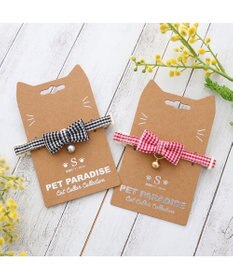 PET PARADISE ペットパラダイス 猫 首輪 ギンガムチェック 《レッド》 小サイズ/中サイズ