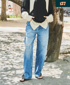 woadblue 【157】slit tapered デニムパンツ