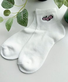 WEGO デザインロゴ刺繍アンクル底パイルソックス