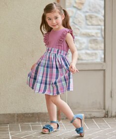 ANY KIDS チェック ドッキング ワンピース