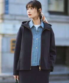 23区 コットンダンボール フーディー アウター ネイビー系