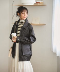 WEGO ヴィンテージライクFレザーブルゾン