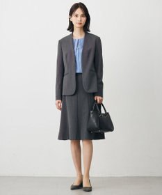 J.PRESS LADIES L 【洗える】T/Rアルガンシルク ノーカラー ジャケット
