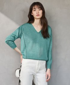 ICB 【WEB限定カラーあり・洗える】ペーパーブレンドシャインニット Vネックプルオーバー