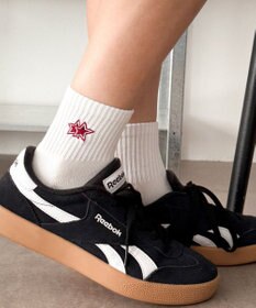 WEGO モチーフ刺繍アンクル底パイルソックス